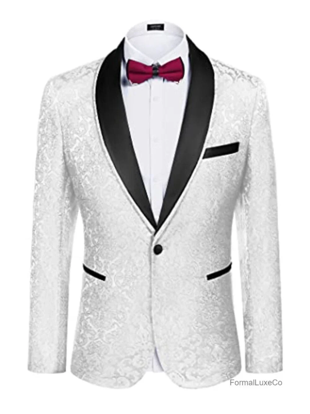 Men's Floral Tuxedo Jacket Paisley Dinner Blazer Shawl Lapel